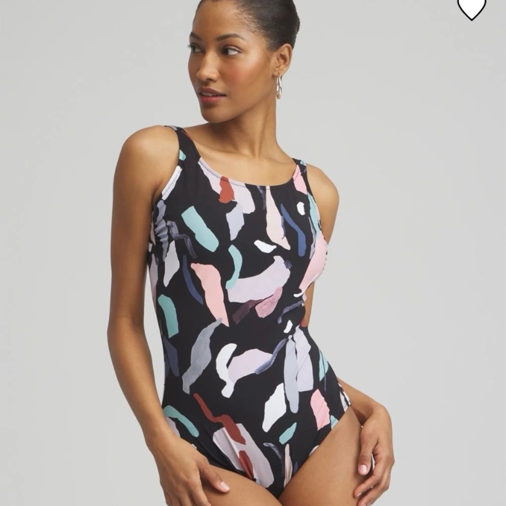 NEW Gottex High Neck One Piece Swimsuit Abstract Pattern Size 10
